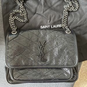 YSL Niki Baby Bag in Black/Silver